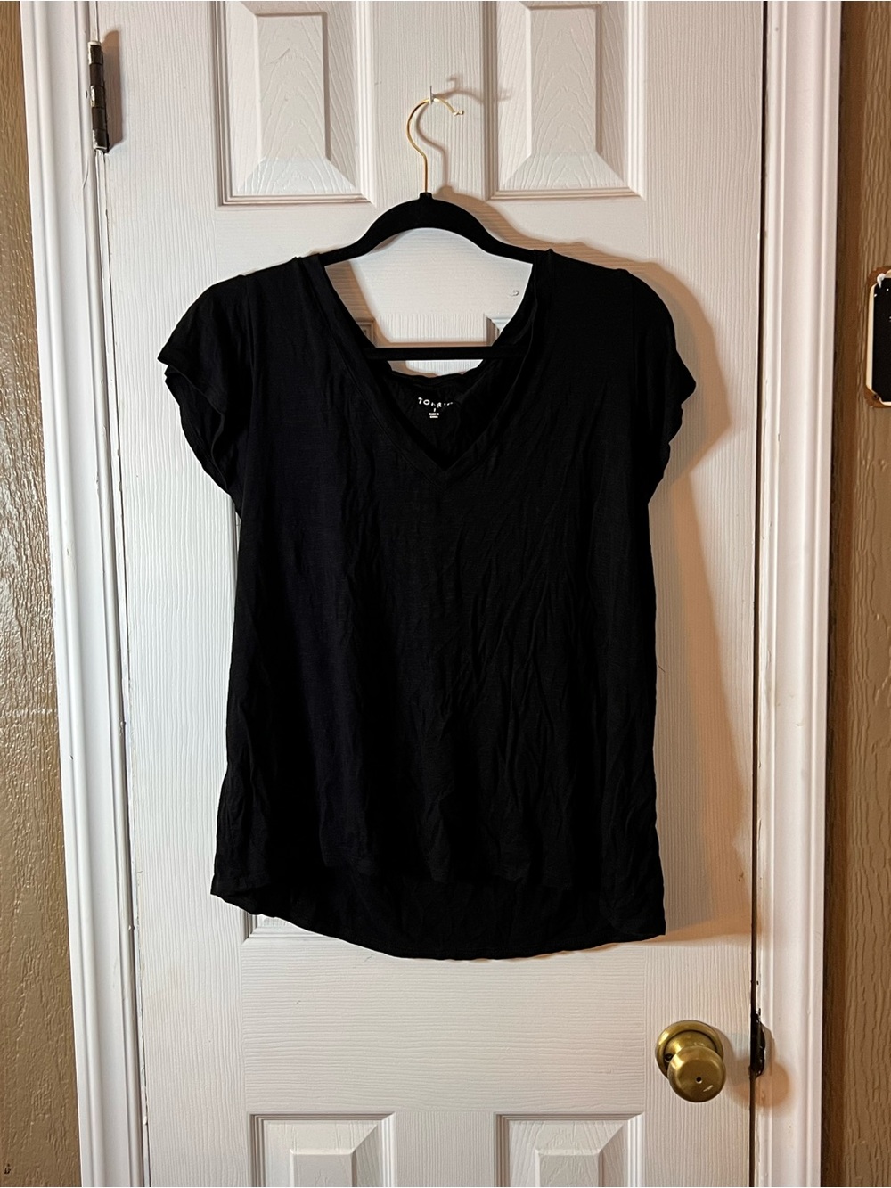 Women’s Black Flutter Sleeve V-Neck Tee